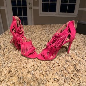 Fringe pink heels. Brand is no doubt